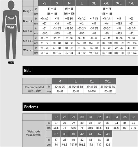 uniqlo japan size chart.